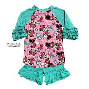 Girls 3T Minnie Mouse Ruffle Top & Shorts Set
